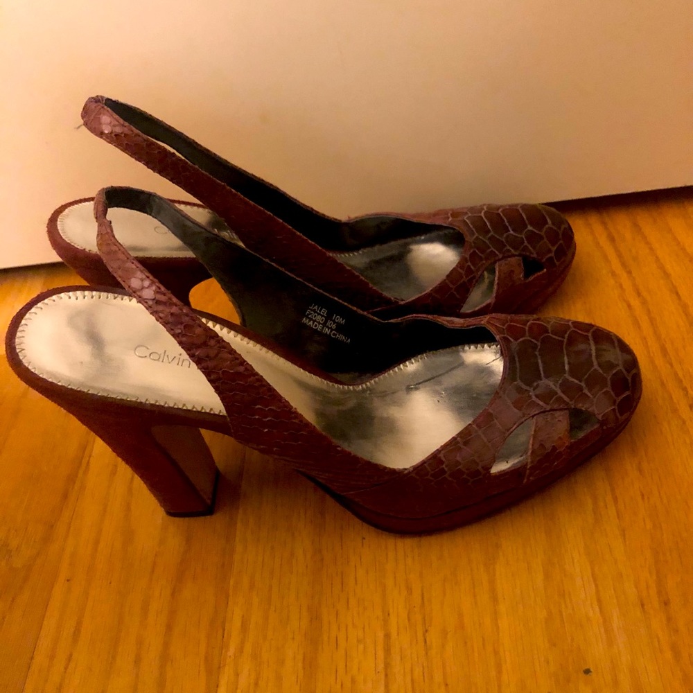 Calvin Klein snake print heel